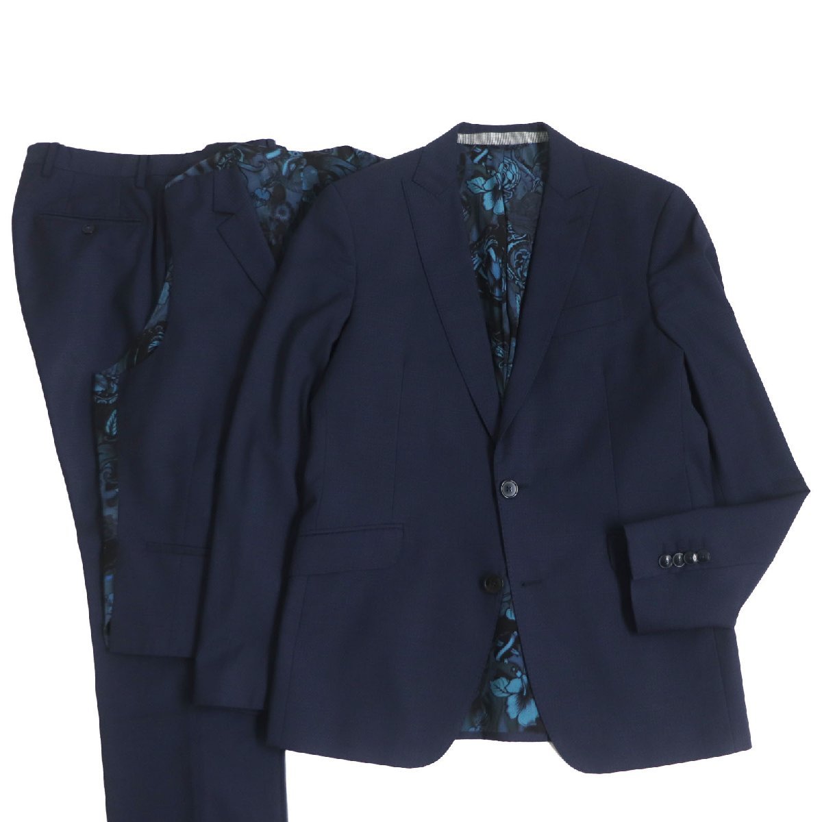  превосходный товар ETRO Etro 2017 год производства шерсть подкладка шелк 100% подкладка peiz Lee рисунок одиночный костюм-тройка выставить темно-синий 46 сделано в Италии стандартный товар мужской 