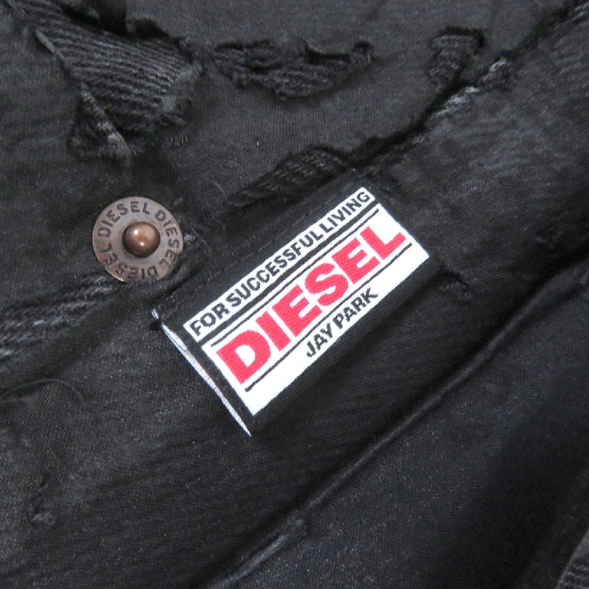 極美品□DIESEL ディーゼル JAY PARK ジェイパーク 定価93500円 22AW Peel Off Denim Pants デニムパンツ ブラック 32 イタリア製 正規品_画像6