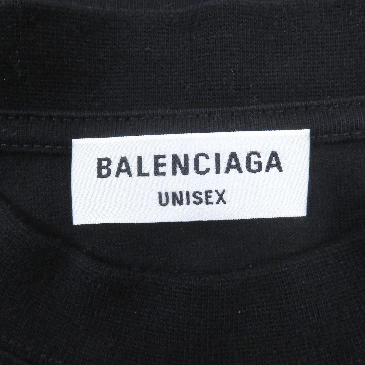 美品 BALENCIAGA バレンシアガ 22SS 612965 コットン スライムロゴプリント クルーネック カットソー 半袖Ｔシャツ ブラック S 正規品_画像5