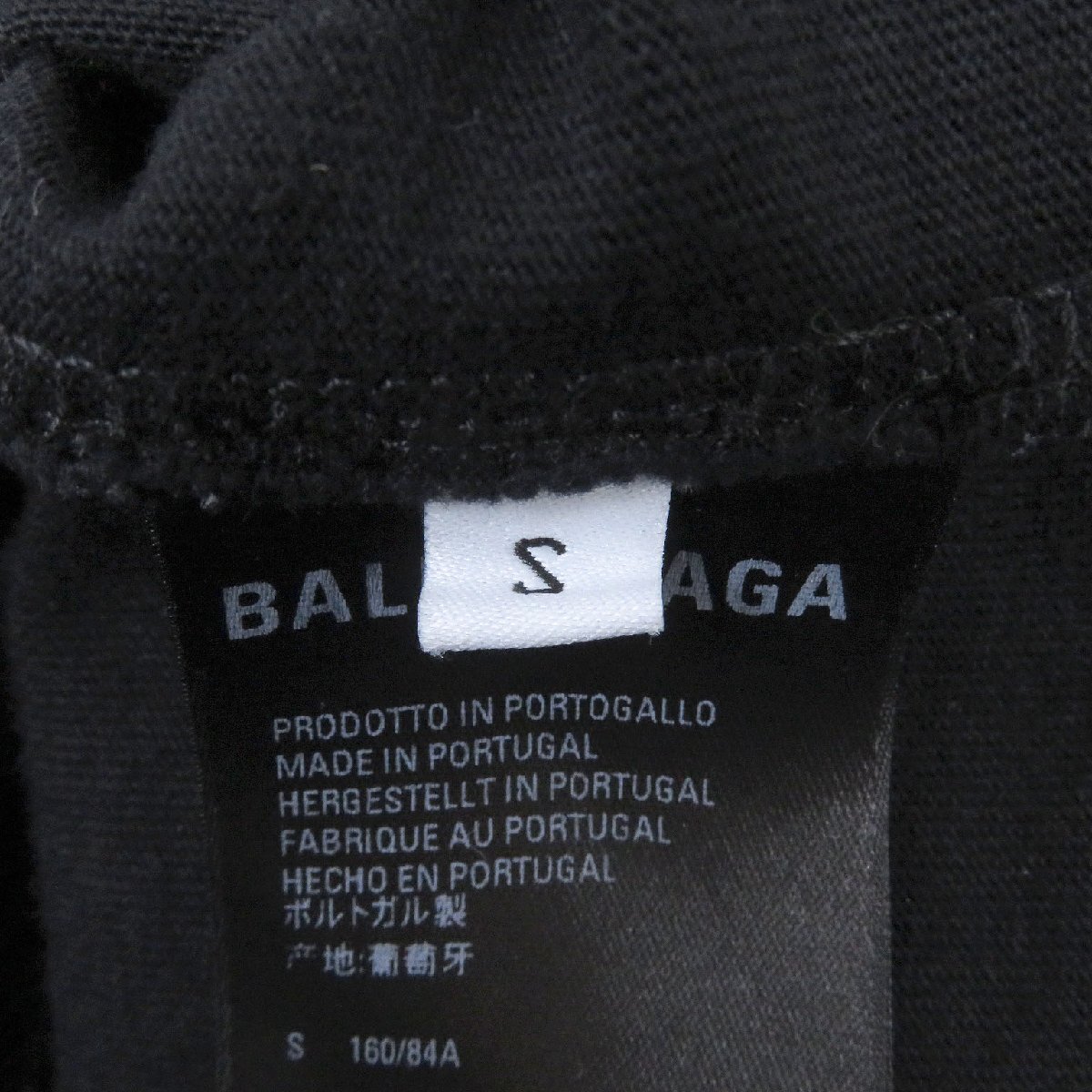 美品 BALENCIAGA バレンシアガ 22SS 612965 コットン スライムロゴプリント クルーネック カットソー 半袖Ｔシャツ ブラック S 正規品_画像6