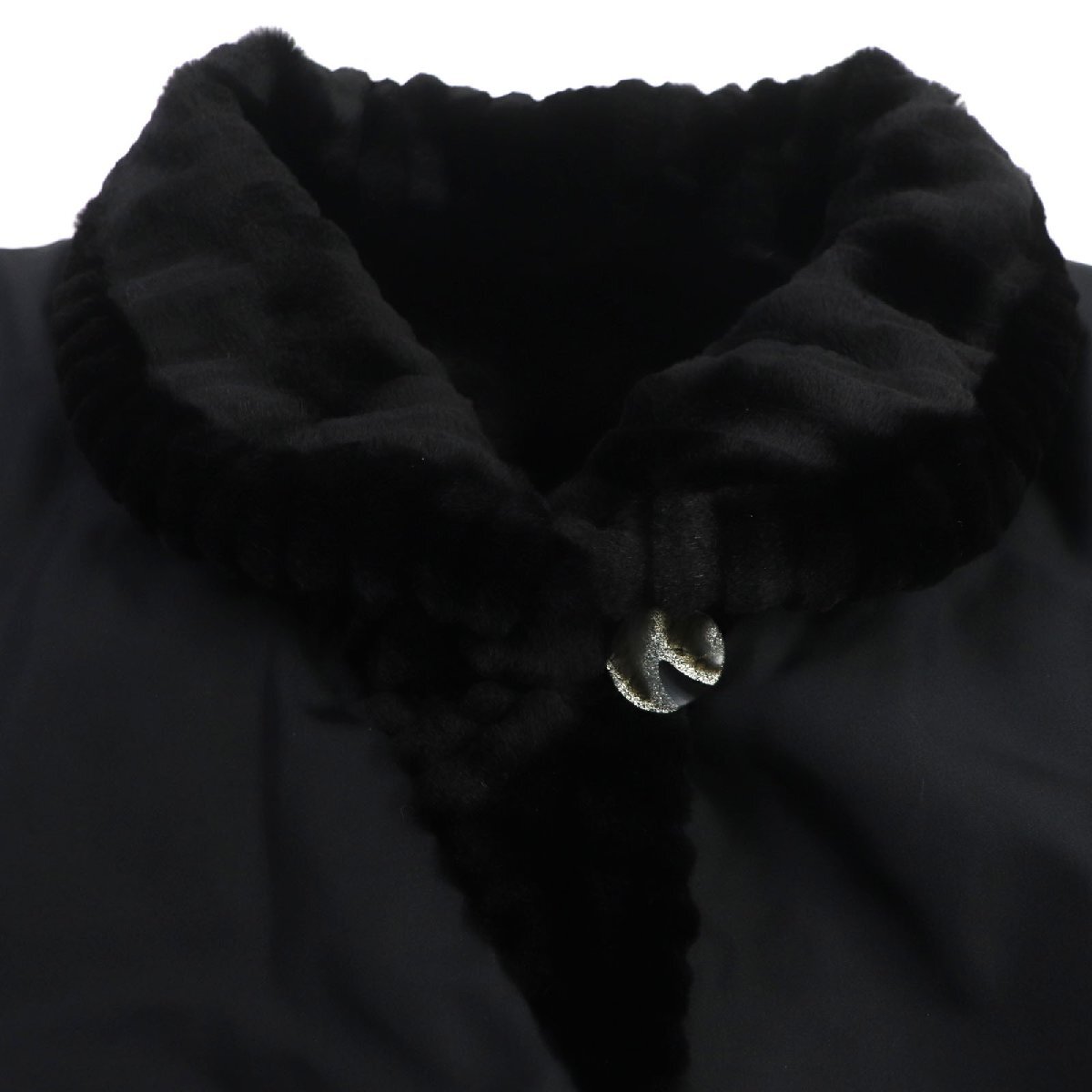 極美品 VIOLETA MINK ミンク シルク100% リバーシブル 本毛皮超ロングコート ブラック Lサイズ相当 日本製 レディース_画像4