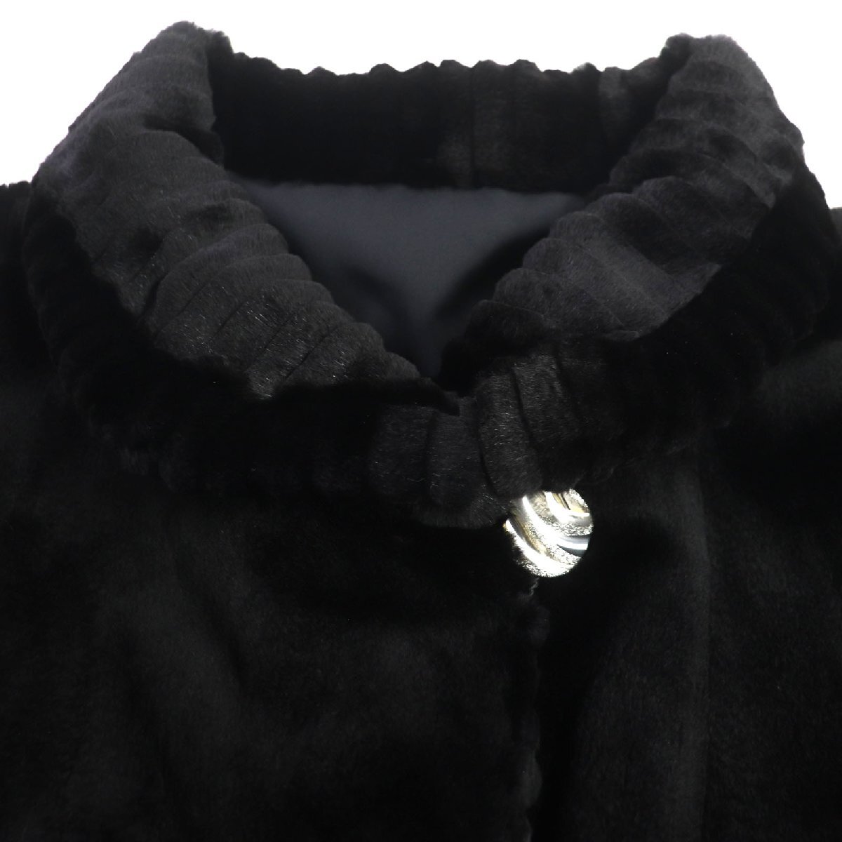 極美品 VIOLETA MINK ミンク シルク100% リバーシブル 本毛皮超ロングコート ブラック Lサイズ相当 日本製 レディース_画像3