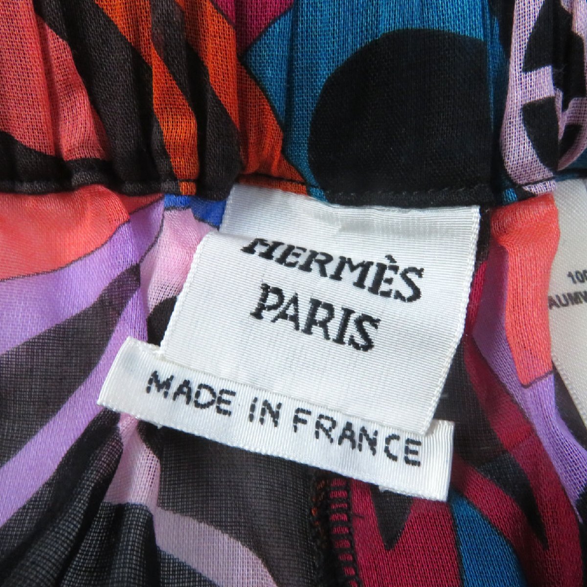  beautiful goods HERMES Hermes 22SS cotton 100% total pattern see-through pants / bottoms multicolor 34 France made regular goods lady's 