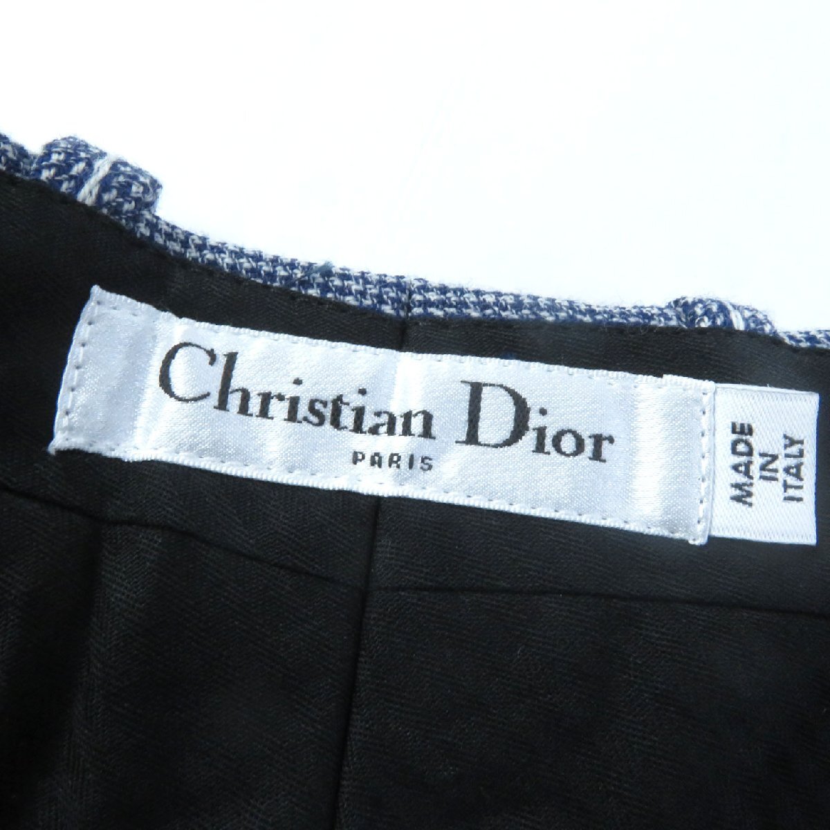  превосходный товар Christian Dior 051P48A1237 подкладка шелк 100% полоса рисунок юбка-брюки / шорты темно-синий серый 42 сделано в Италии стандартный товар женский 