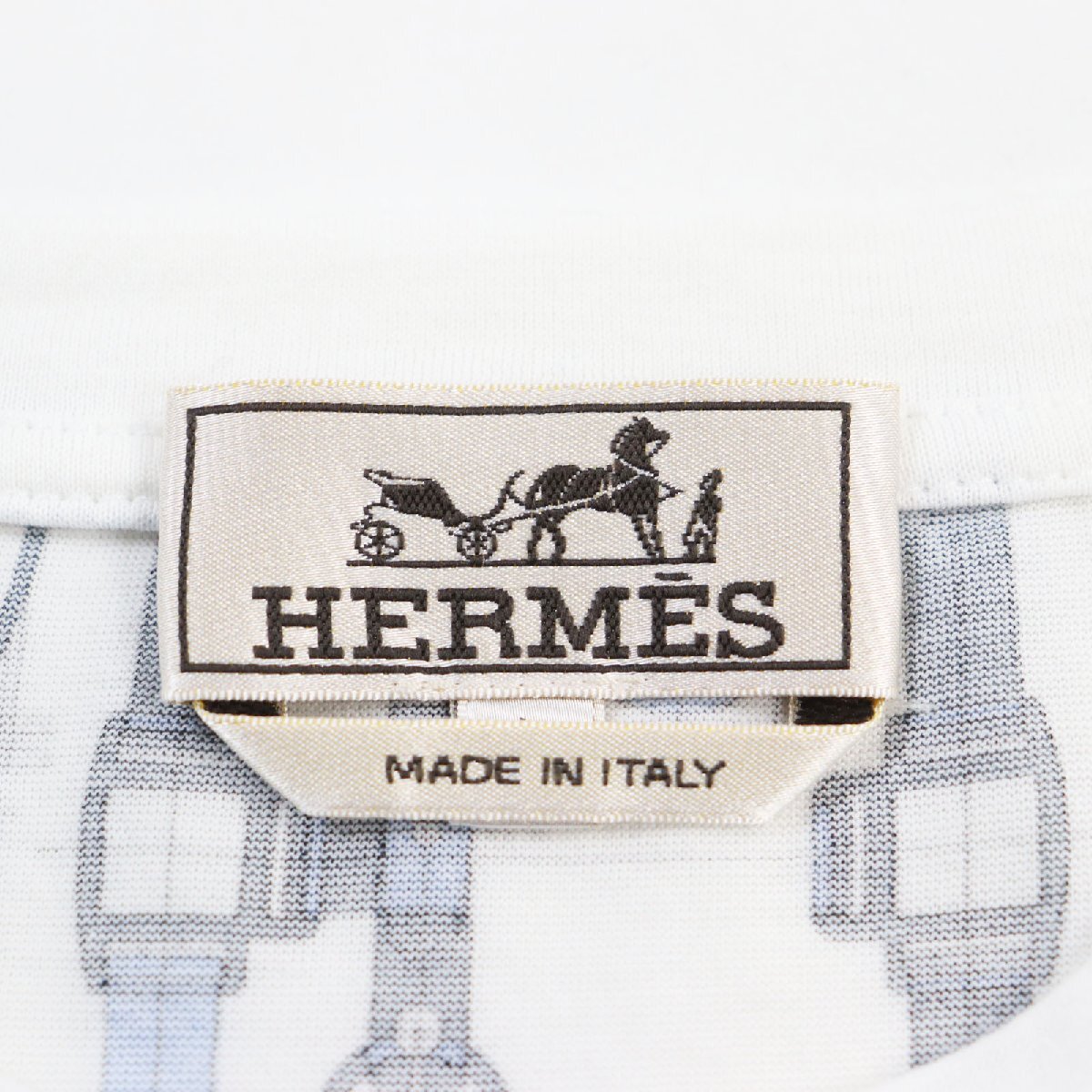 美品●HERMES エルメス 2020年製 ホースビットプリント クルーネック ショートスリーブ 半袖Ｔシャツ ホワイト L 伊製 正規品 メンズ_画像4