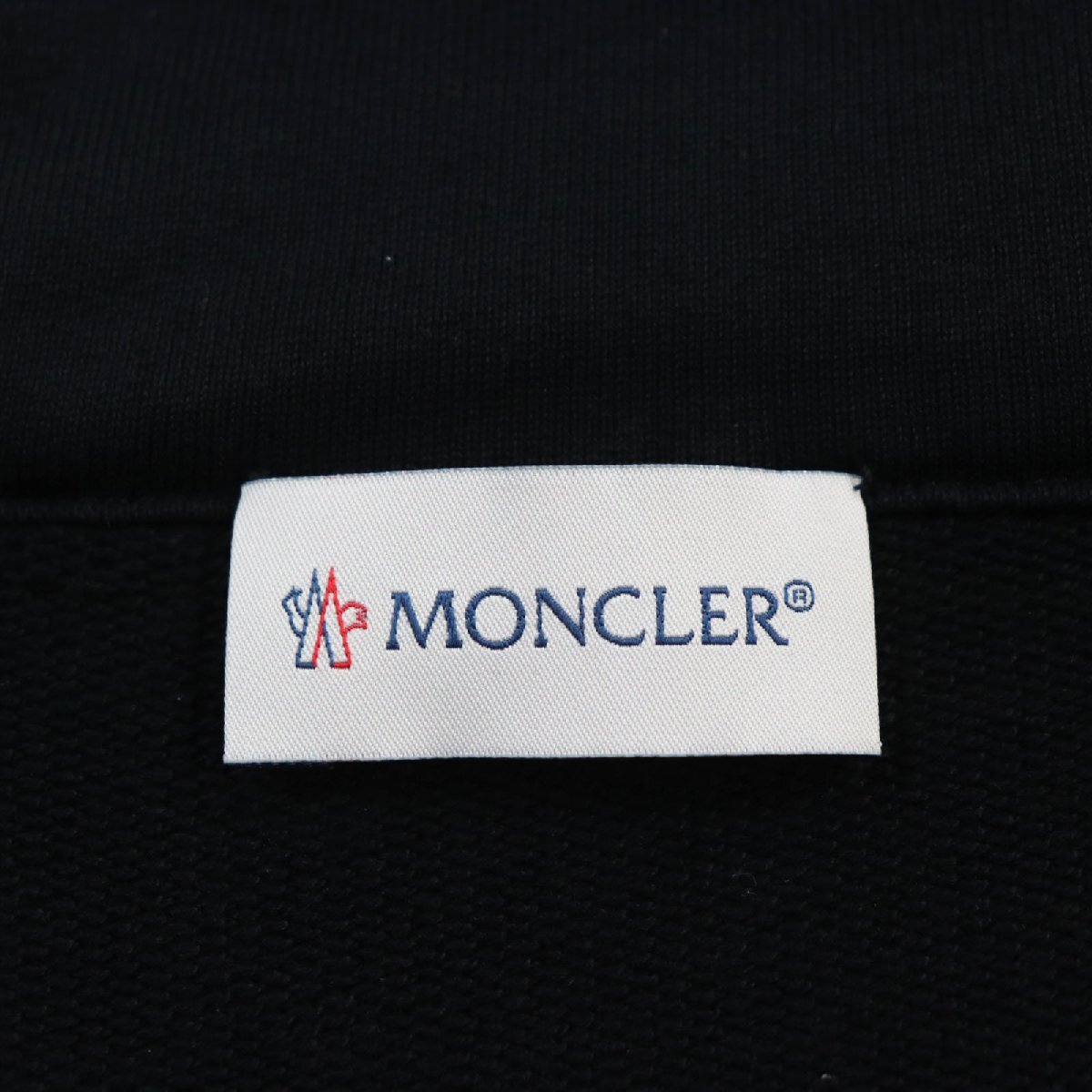 美品●MONCLER モンクレール 2020年製 ロゴエンボス ダブルジップ ジップアップ スウェットパーカー ブラック XL 正規品 メンズの画像8