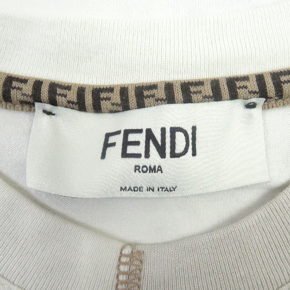 美品□FENDI フェンディ 2021年製 スパンコール エンブロイダリー カットソー 半袖Ｔシャツ アイボリー XXS イタリア製 正規品 レディース_画像7