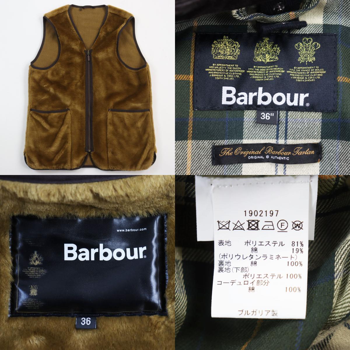 美品○バブアー 19AW ビデイル 1902197/1902125 ジャーナルスタンダード別注 ライナー付き 襟コーデュロイ ジャケット グリーン 36 正規品_画像9