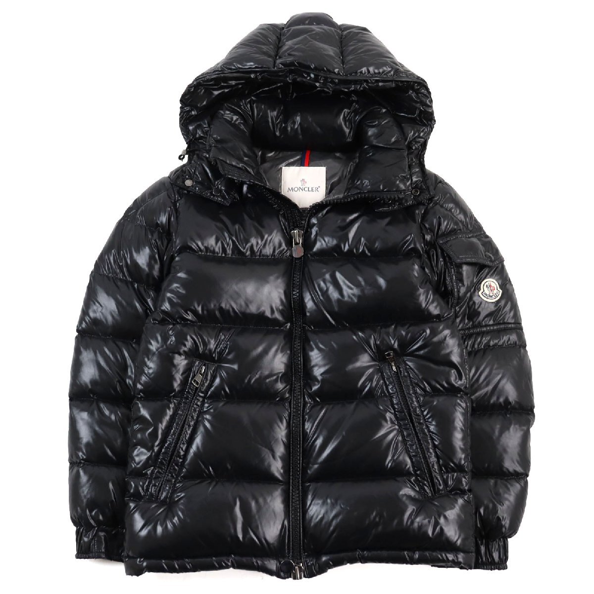 美品○MONCLER モンクレール MAYA GIUBBOTTO マヤ ロゴワッペン付き ダブルジップ フーデッド ダウンジャケット ブラック 00 メンズ_画像1