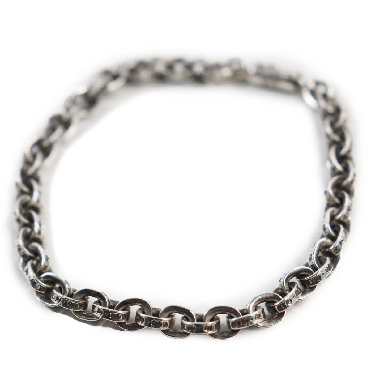 美品●CHROME HEARTS クロムハーツ ペーパーチェーン SV925 K14 ブレスレット アクセサリー シルバー 7インチ 重量13.8g メンズ レディース_画像1