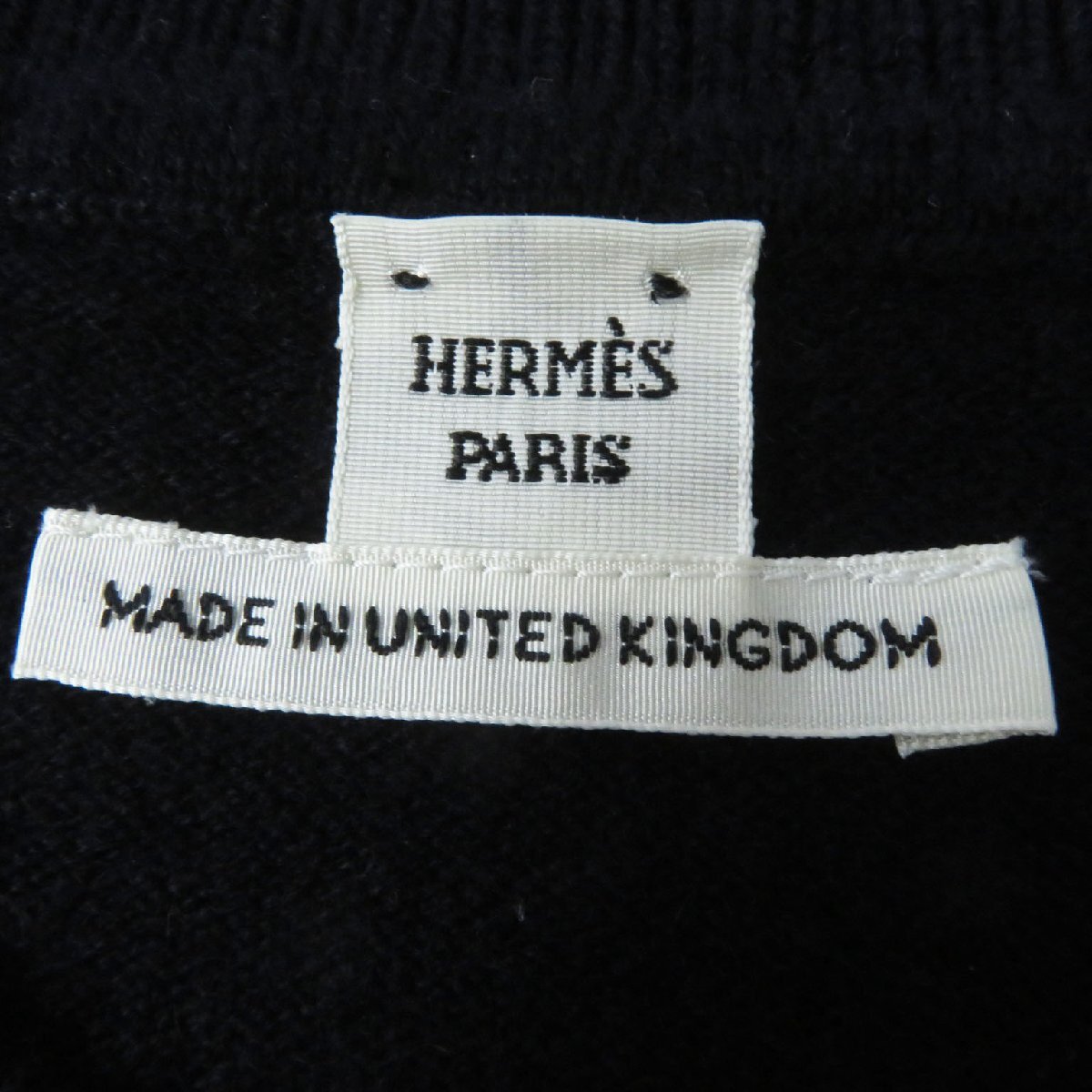 未使用品◎HERMES エルメス 24SS 4E2604D1 カシミヤ100％ Hリフト 長袖 ニット ダークネイビー 42 英国製 正規品 レディース_画像7