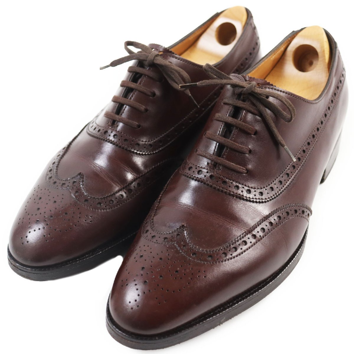 良品●John Lobb ジョンロブ WESTMINSTER 7000ラスト ウイングチップ レザーシューズ 茶 6EE 純正シューツリー付_画像1