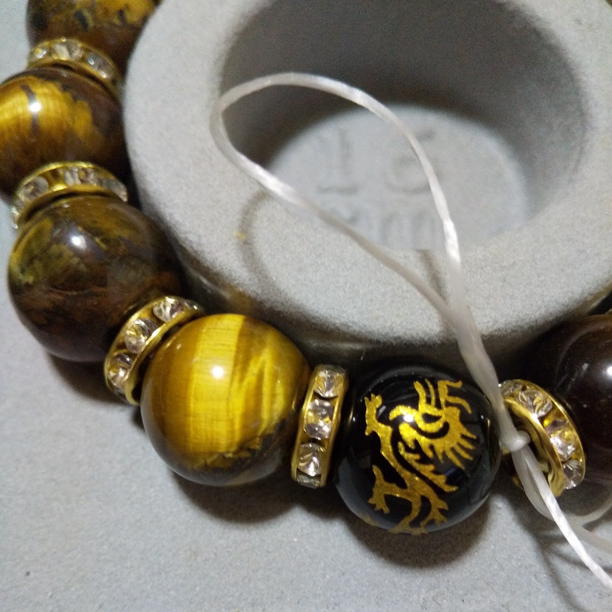  natural stone large sphere Tiger I 14. sphere selection another AB corresponding? total long Delco spa priority bracele inside diameter 15,5cm rank man M woman L size Briko la shop 