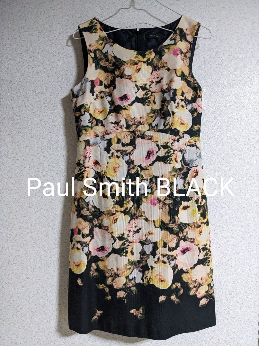 【週末セール】Paul Smith BLACK ポールスミス ブラック 花柄ワンピース ドレス  結婚式 二次会 およばれ L