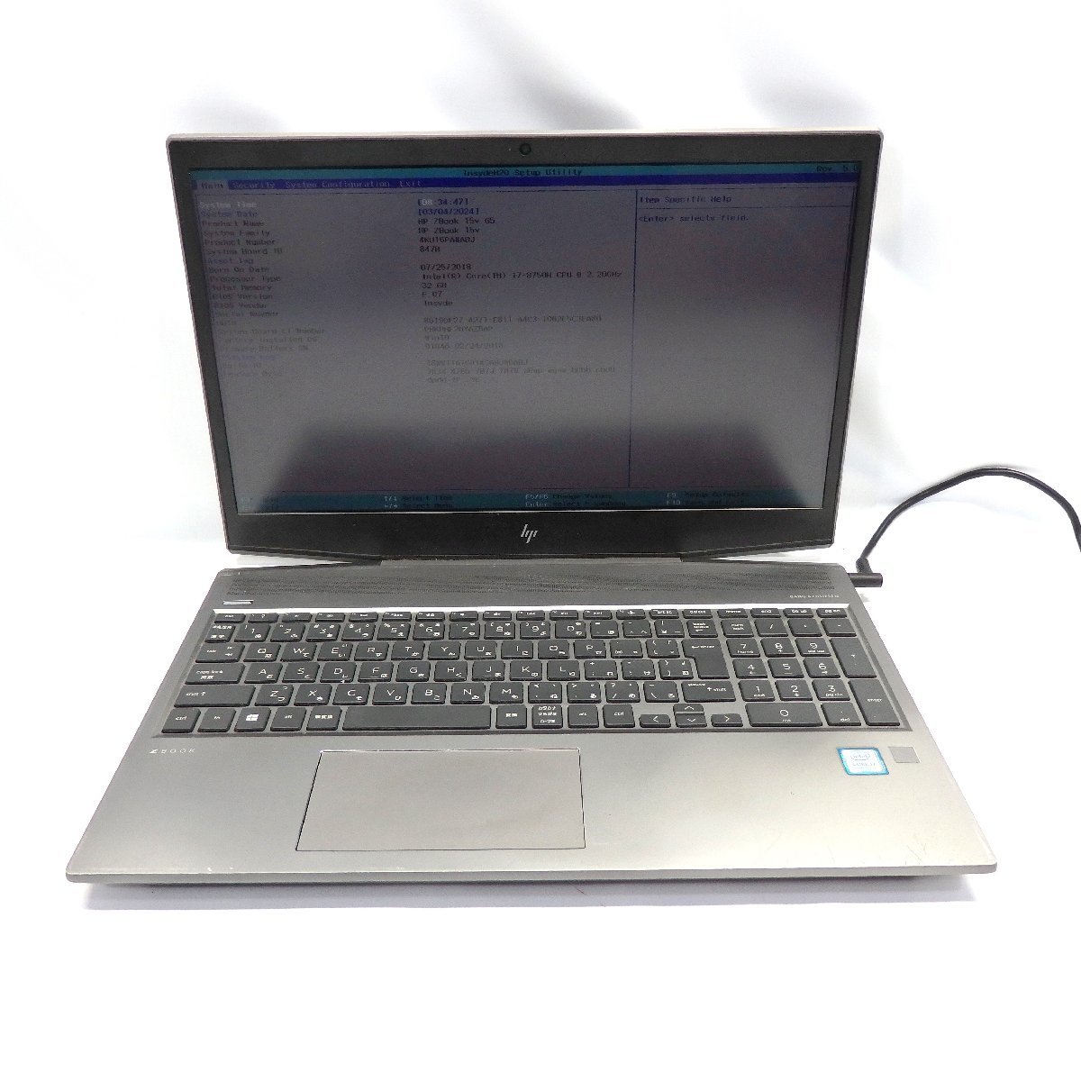 1円～【ジャンク】HP ZBook 15v G5 Core i7-8750H 2.2GHz/32GB/SSD256GB+HDD1TBGB/15インチ/OS無/AC無【栃木出荷】_ZBook 15v G5