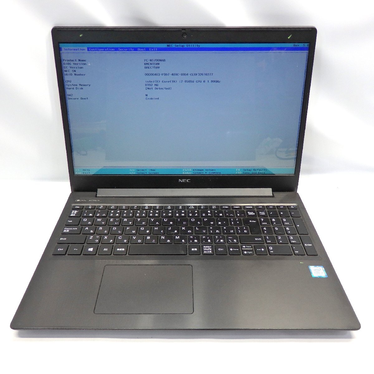 【ジャンク】1円～NEC Lavie NS700/N Core i7-8565U 1.8GHz/8GB/HDD無/15インチ【栃木出荷】_Lavie NS700/N