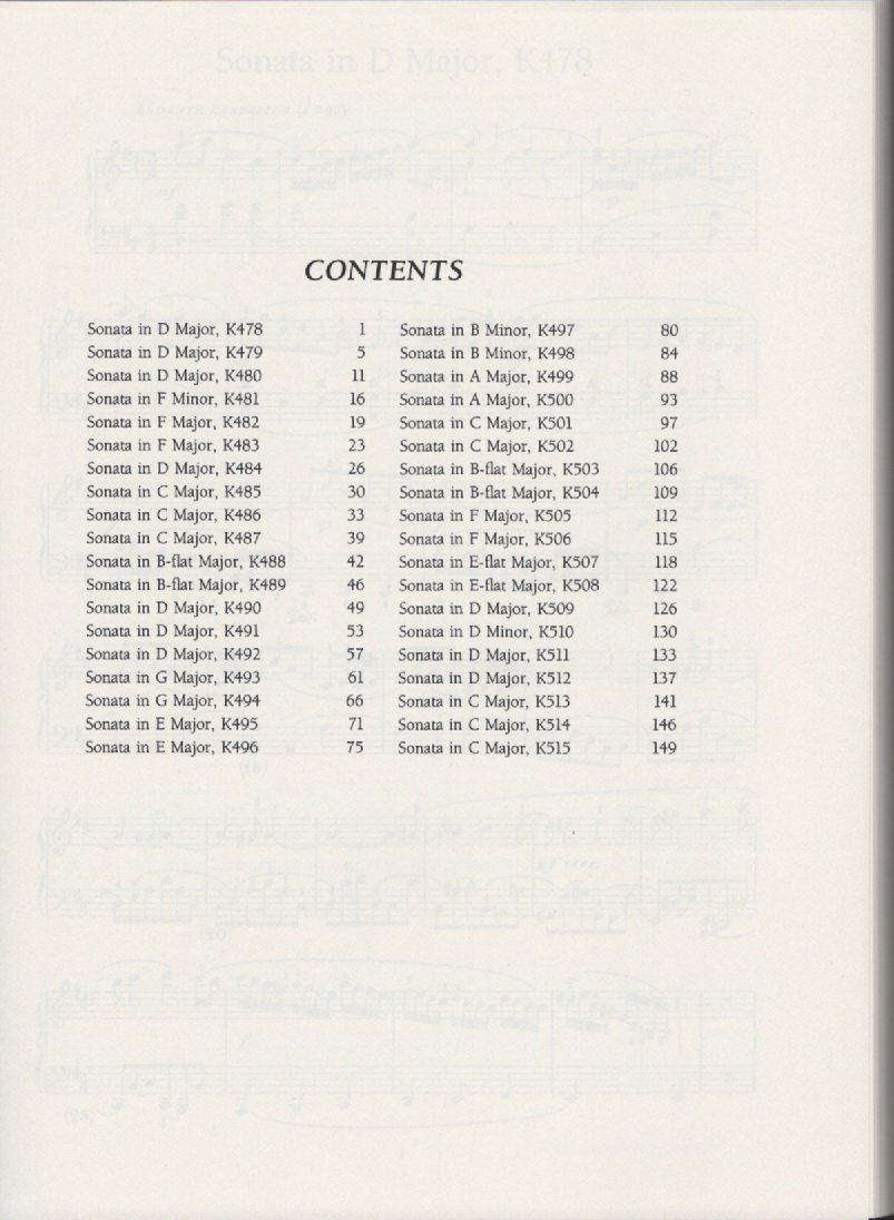 【楽譜 スカルラッティ ソナタ】※全4巻揃 Dover publ. Domenico Scarlatti: Great Keyboard Sonatas Series I～IV_Series I 目次