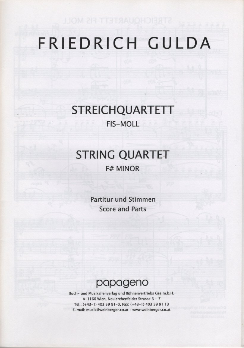 [ музыкальное сопровождение камерная музыка ]F.gruda струна приятный 4 -слойный . искривление .he короткий style Gulda, Streichquartett in fis-moll