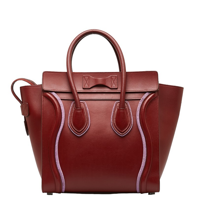 セリーヌ ラゲージ マイクロショッパー ハンドバッグ レッド レザー レディース CELINE 【中古】_画像3