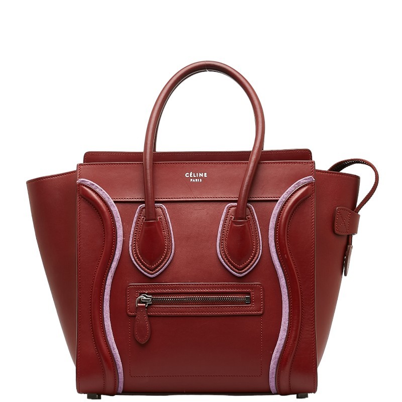 セリーヌ ラゲージ マイクロショッパー ハンドバッグ レッド レザー レディース CELINE 【中古】_画像1