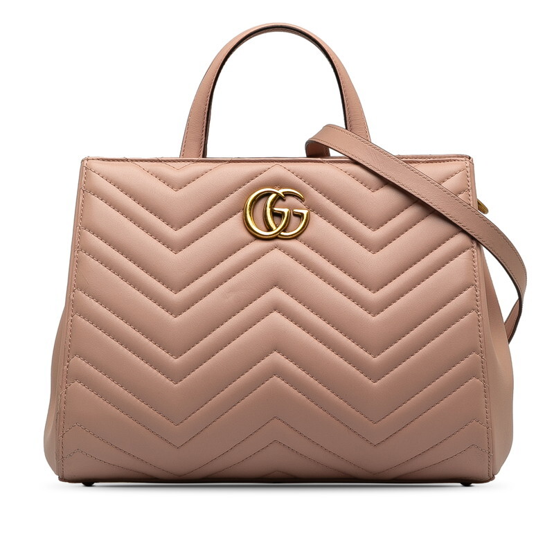 グッチ GGマーモント ダブルG ハンドバッグ ショルダーバッグ2WAY 448054 ピンク レザー レディース GUCCI 【中古】_画像2