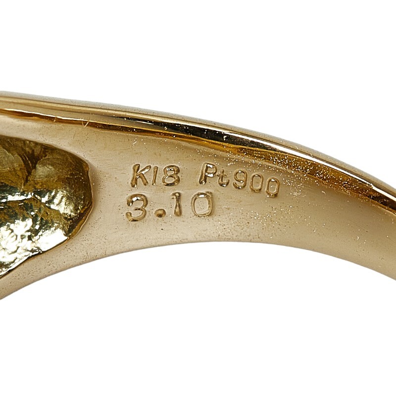 K18YG イエローゴールド Pt900 プラチナ ボルダーオパール3.10ct ダイヤ0.10ct トライアングル リング 指輪 レディース 14.5号 中古_画像5