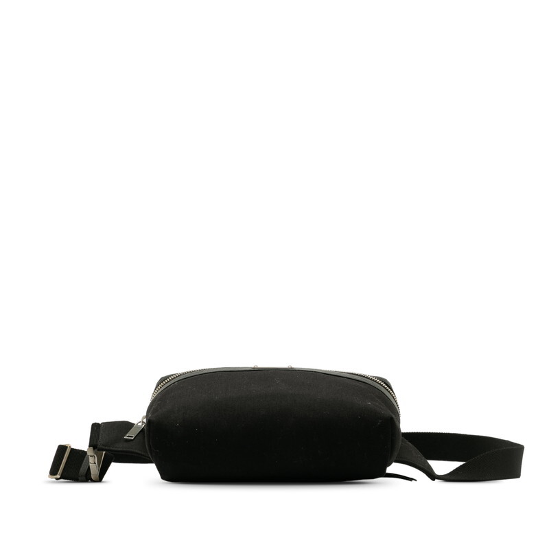  sun rolan Logo plate body bag belt bag black canvas leather lady's SAINT LAURENT [ used ]