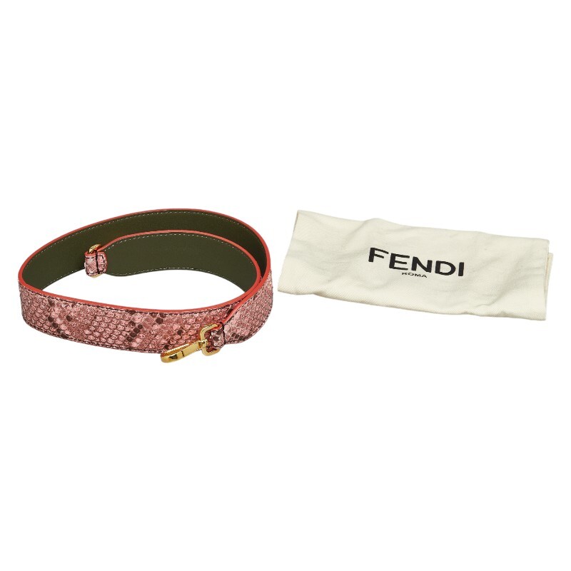 フェンディ ショルダーストラップ レッド ブラウン カーキ パイソン レザー レディース FENDI 【中古】_画像5