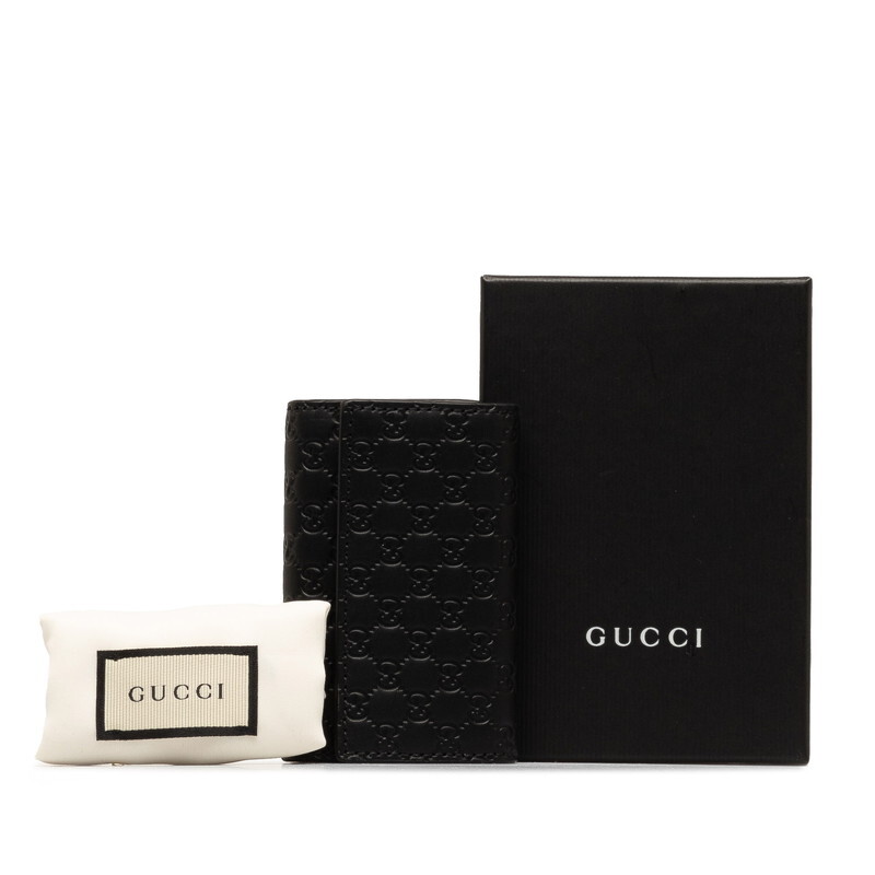 グッチ マイクロGG キーケース 150402 ブラック レザー メンズ GUCCI 【中古】_画像9