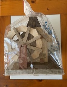 組木の木製パズル　水車小屋型貯金箱　箱入り　自宅保管品　未開封品