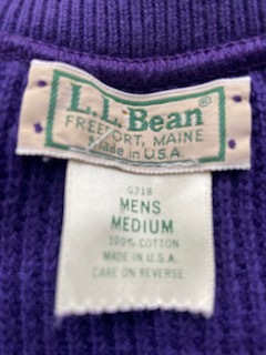 L.L.Bean 長袖セーター（コットン）青紫？　メンズMサイズ_タグの裏に名前があります。