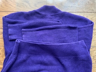 L.L.Bean 長袖セーター（コットン）青紫？　メンズMサイズ_襟・袖口・裾が少し白っぽいです。