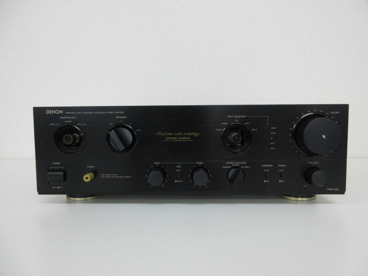 中古 DENON デノン プリメインアンプ オプティカルクラスA PMA-590 音響機器 ブラック※通電のみ確認済／J_画像1