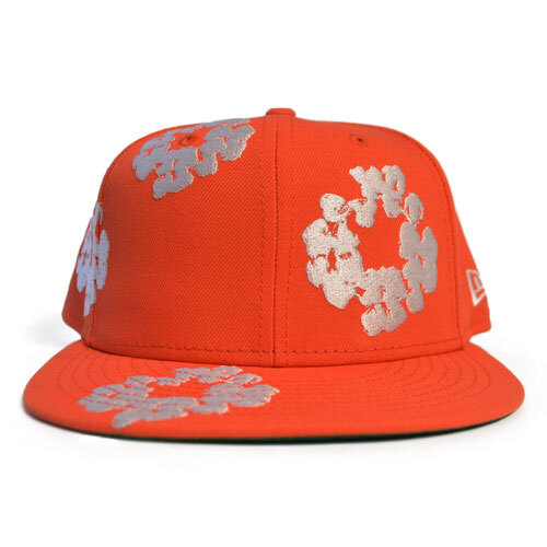 【DENIM TEARS / デニム ティアーズ】New Era Cotton Wreath 59/50 Orange , 刺繍 ニューエラ オレンジ【SIZE : 7 3/8】