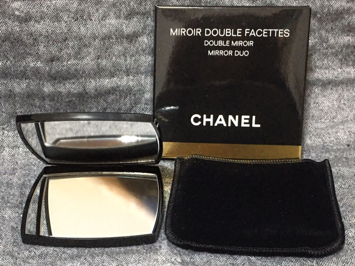 G4C117◆新古品◆ シャネル CHANEL ミロワールドゥーブルファセット ブラック 両面ミラー コンパクトミラー 鏡_画像1