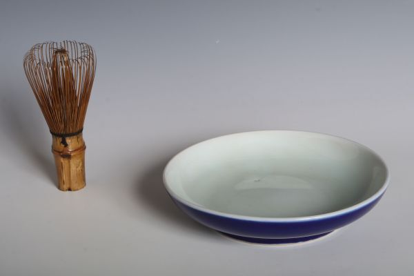 N26008 中国陶器 祭藍 瑠璃皿 15.5cm 茶道具 検:上海 1962年 中国 古玩 唐物の画像10