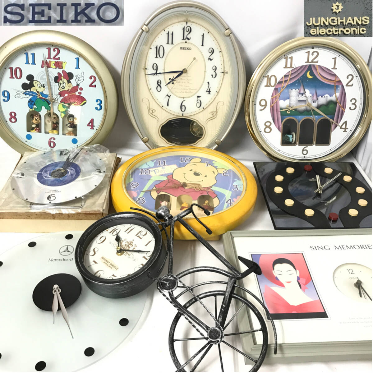 KI29/68 壁掛け時計 まとめて9点 からくり時計 仕掛け時計 SEIKO ミッキー プーさん DISNEY ディズニー 昭和レトロ インテリア 大量 中古◆_画像1