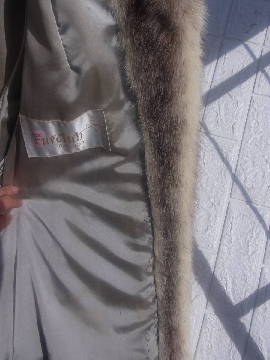 B852 タグ付き 未着用? SAGA MINK FURCLUB コレクション リアルファー ミンク コート ホワイト 着丈90cm ロングコート オーバーサイズ 毛皮の画像9