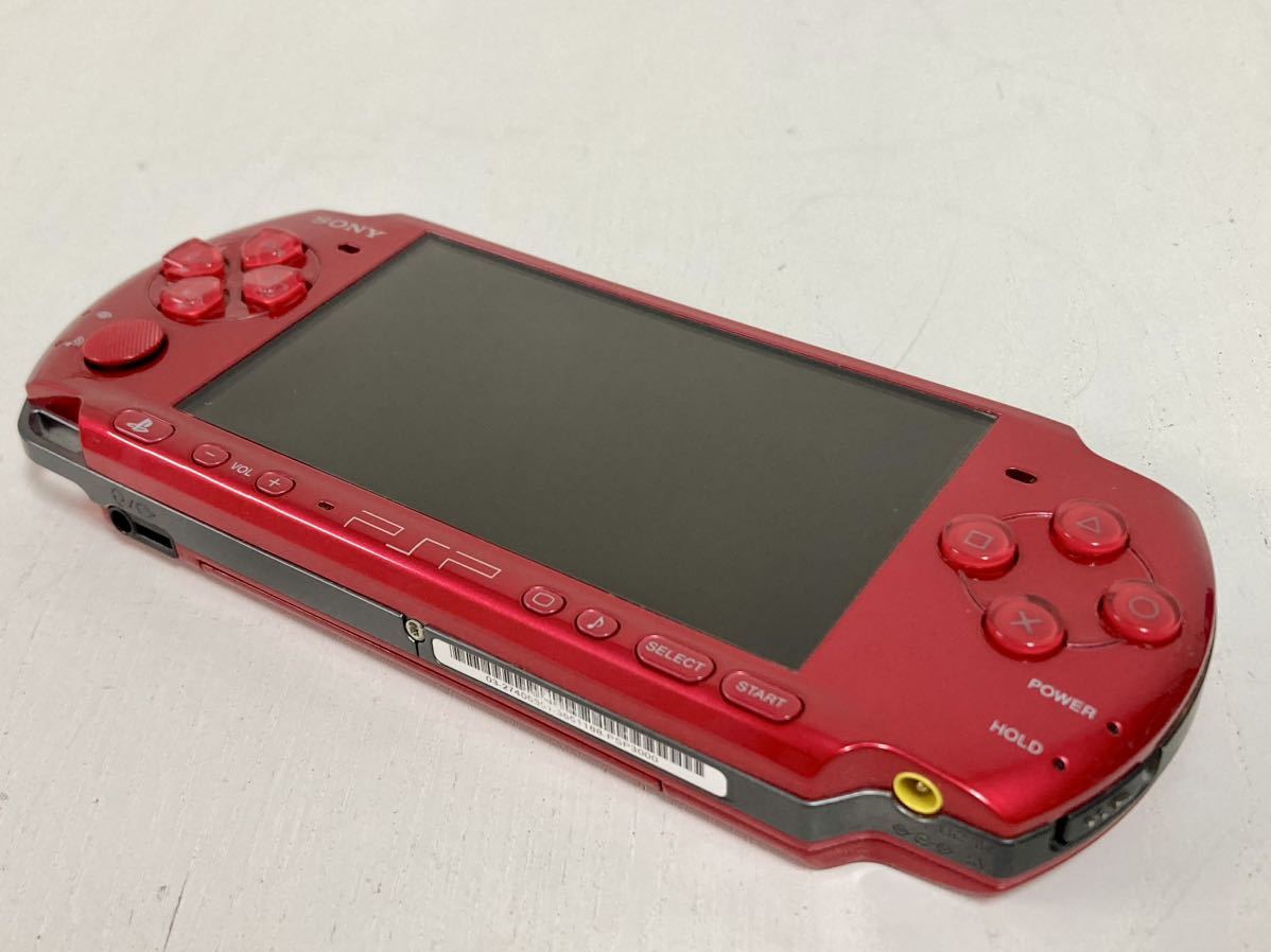 管20716 SONY ソニー PlayStation Portable 本体 PSP 3000 レッド 赤 ソフト 1本 .hack//Link ソフトケース 付き ゲー厶機_画像2