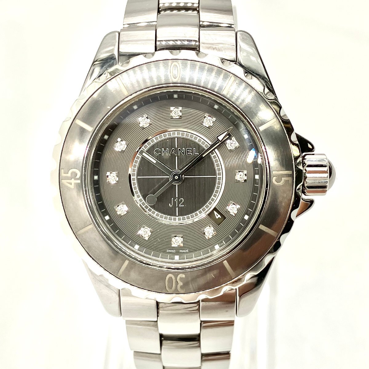 シャネル CHANEL J12 クロマティック 12P ダイヤ 腕時計 セラミック ステンレス 腕周り 15.5cm クオーツ ウォッチ 5-9-196