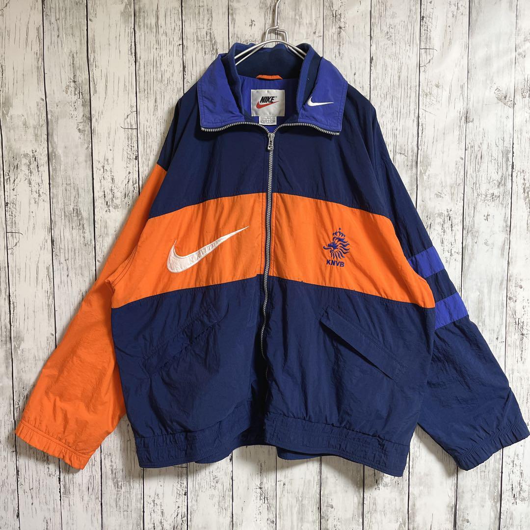 90's NIKE ナイキ ナイロンジャケット 白タグ XL〜 紺 ネイビー ワン