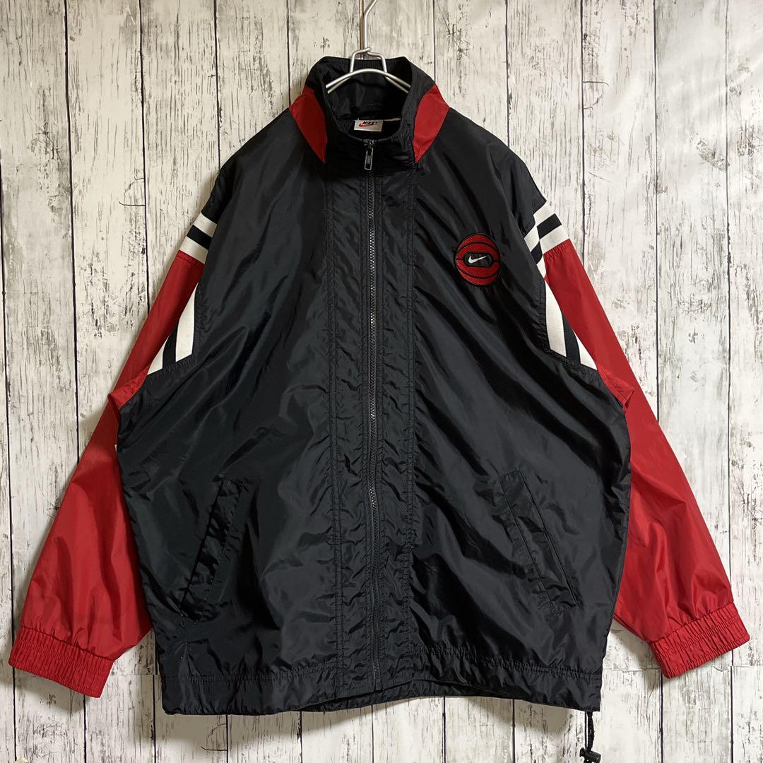 90's NIKE ナイキ ナイロンジャケット 白タグ 黒 ブラック XL 90's NIKE ナイキ ナイロンジャケット 白タグ 黒 ブラック XL