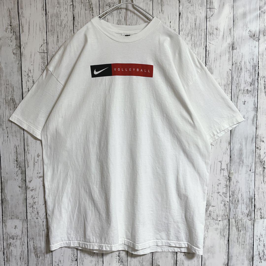 90's NIKE ナイキ USA製 白タグ Tシャツ XL 両面プリント バレーボール スウッシュロゴ アメリカ製 90年代ヴィンテージ US古着 HTK3303