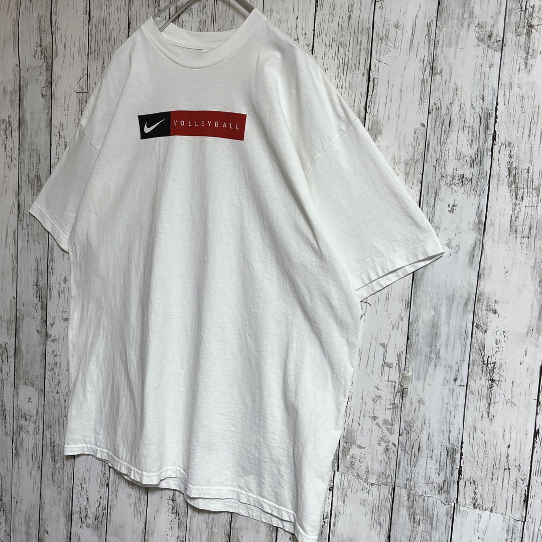 90's NIKE ナイキ USA製 白タグ Tシャツ XL 両面プリント バレーボール スウッシュロゴ アメリカ製 90年代ヴィンテージ US古着 HTK3303