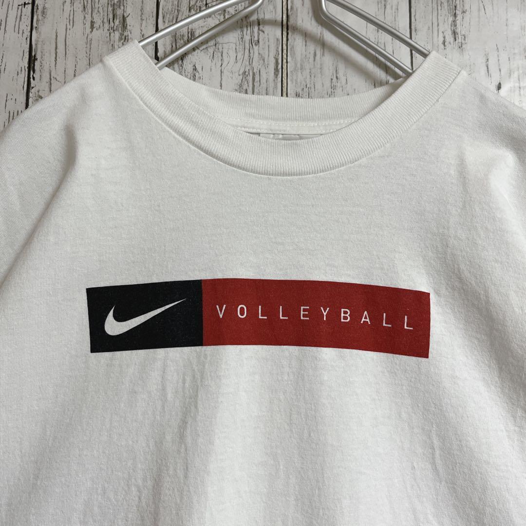 90's NIKE ナイキ USA製 白タグ Tシャツ XL 両面プリント バレーボール スウッシュロゴ アメリカ製 90年代ヴィンテージ US古着 HTK3303