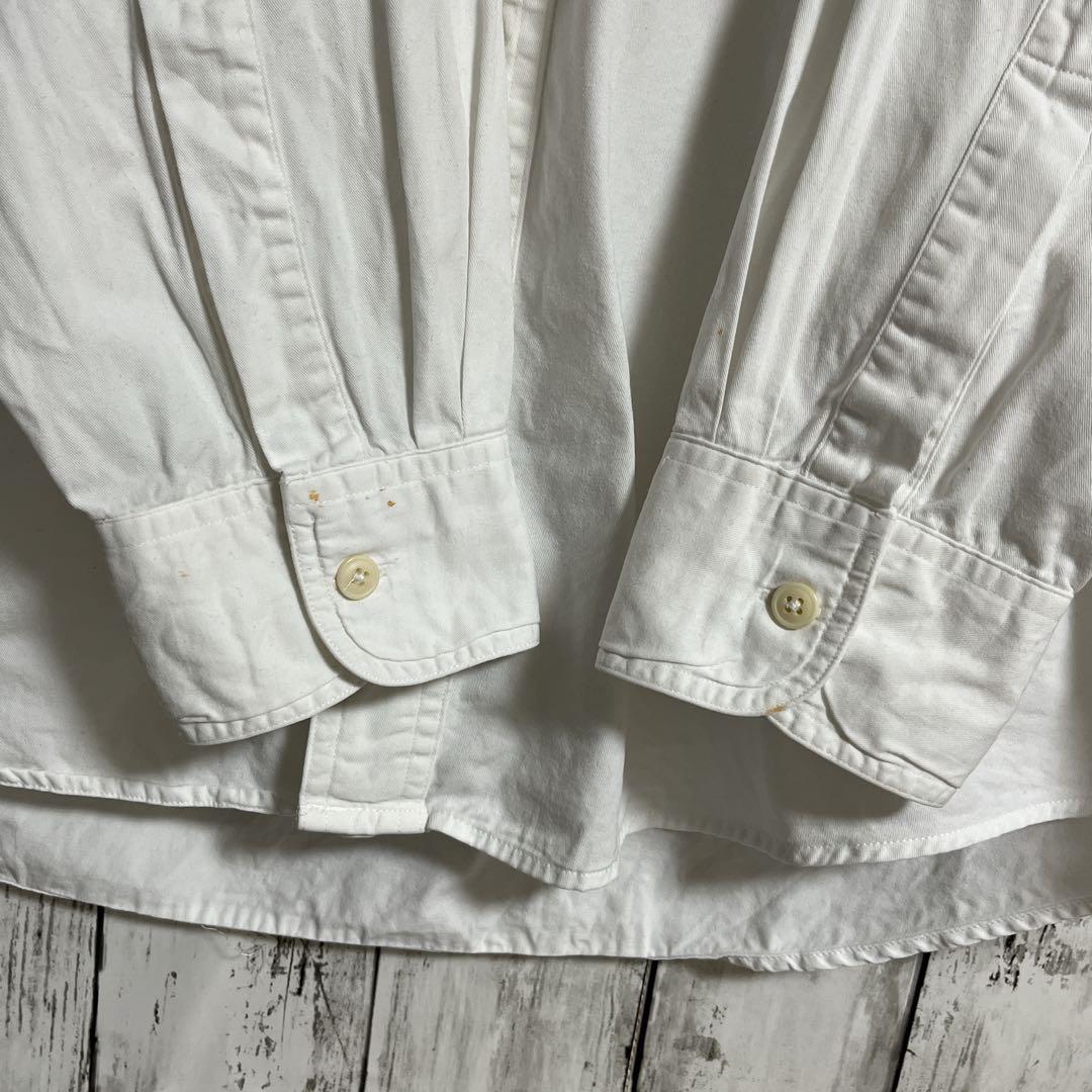 90's CHAPS Ralph Lauren チャップスラルフローレン 長袖BDシャツ ボタンダウン 白 XL ワンポイント 刺繍ロゴ 90年代ヴィンテージ HTK3339