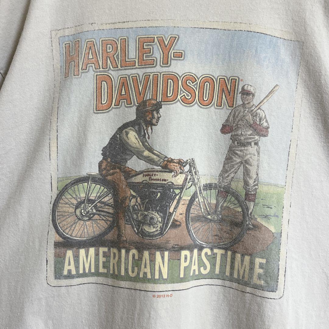 HARLEY DAVIDSON ハーレーダビッドソン Tシャツ ハーレーT パールグレー L レトロプリント US古着 アメカジ HTK3377_画像4