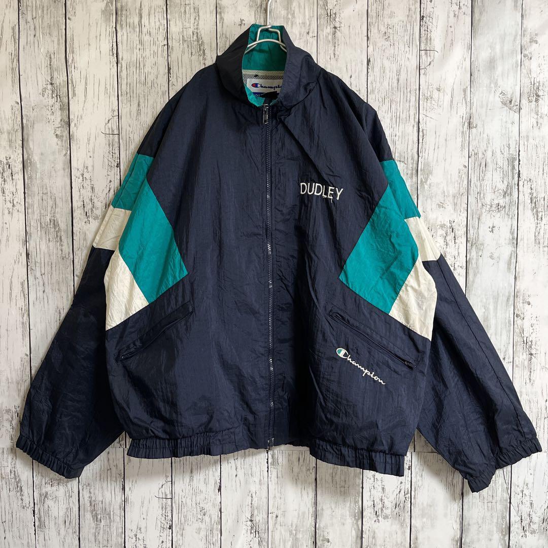 90's Champion チャンピオン ナイロンジャケット 紺 ネイビー XL 90's Champion チャンピオン ナイロンジャケット 紺 ネイビー XL