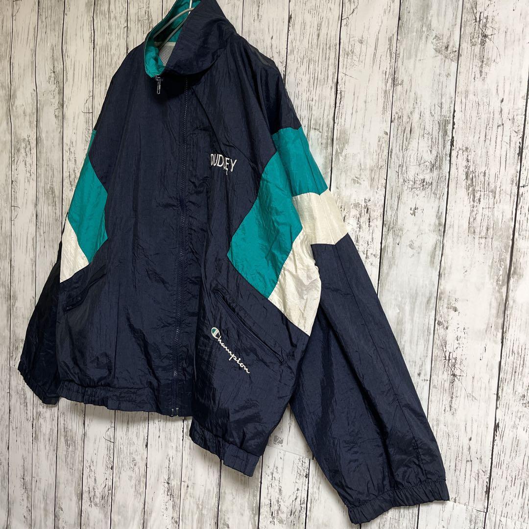 90's Champion チャンピオン ナイロンジャケット 紺 ネイビー XL 90's Champion チャンピオン ナイロンジャケット 紺 ネイビー XL