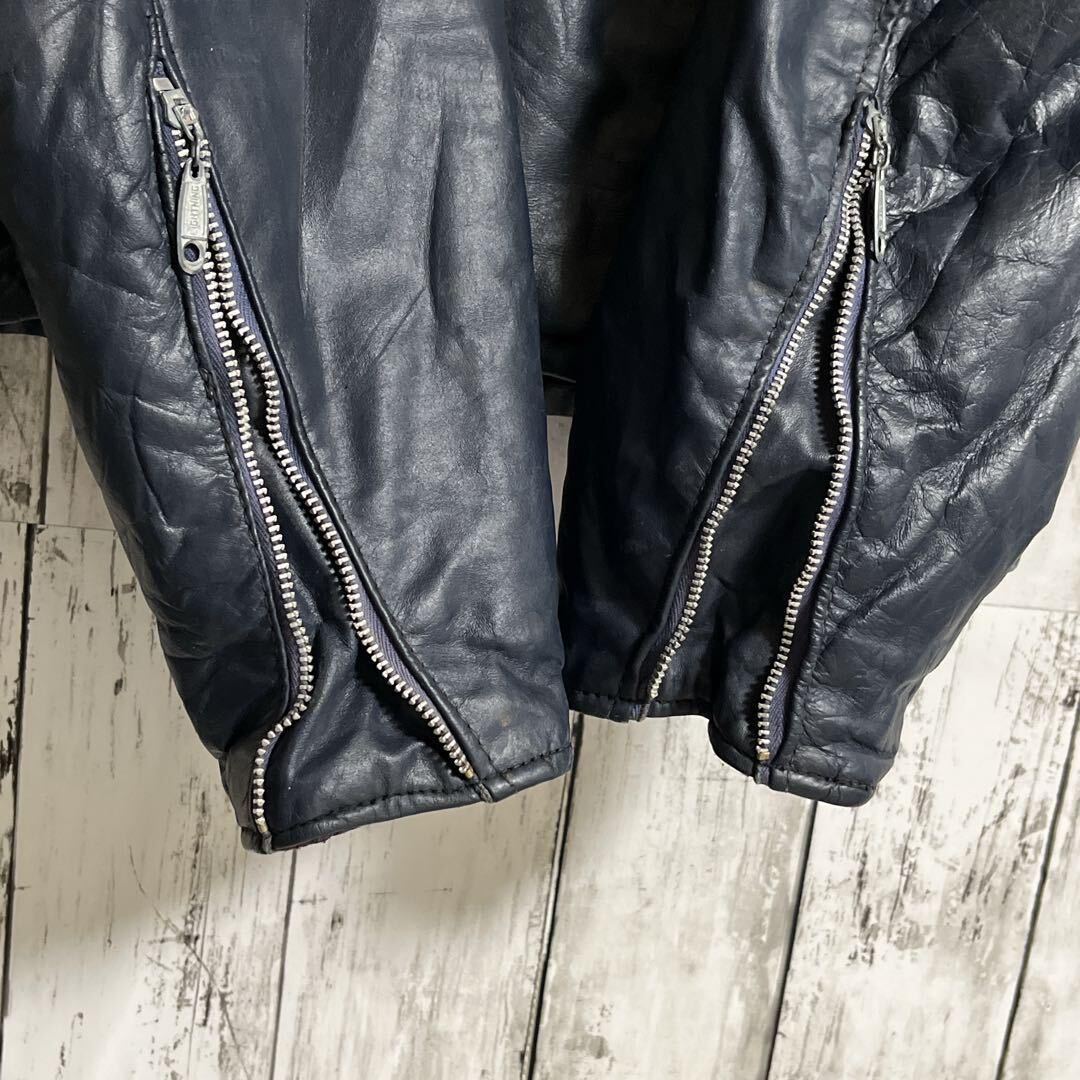 60's Sears シアーズ レザー シングルライダース 紺系 XL 60's Sears シアーズ レザー シングルライダース 紺系 XL